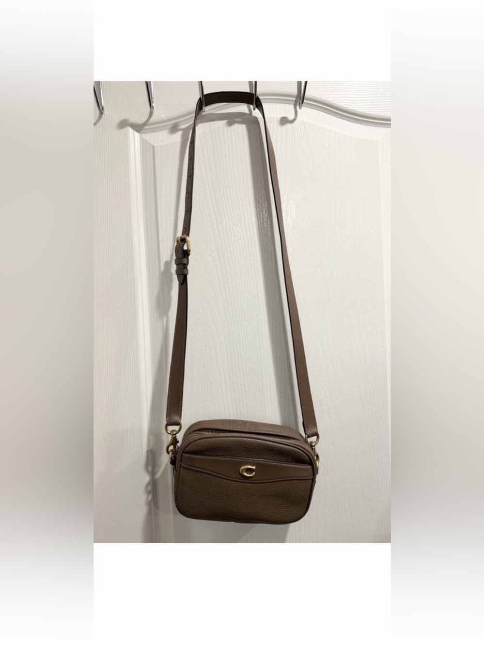 Coach Brown Pebbled Leather Mini Crossbody with Gold Hardware